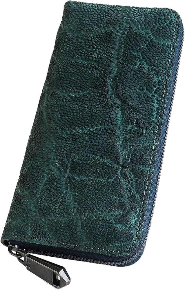 Amazon | [ズー] 象の鼻の革 長財布 ラウンドファスナー グリーン
