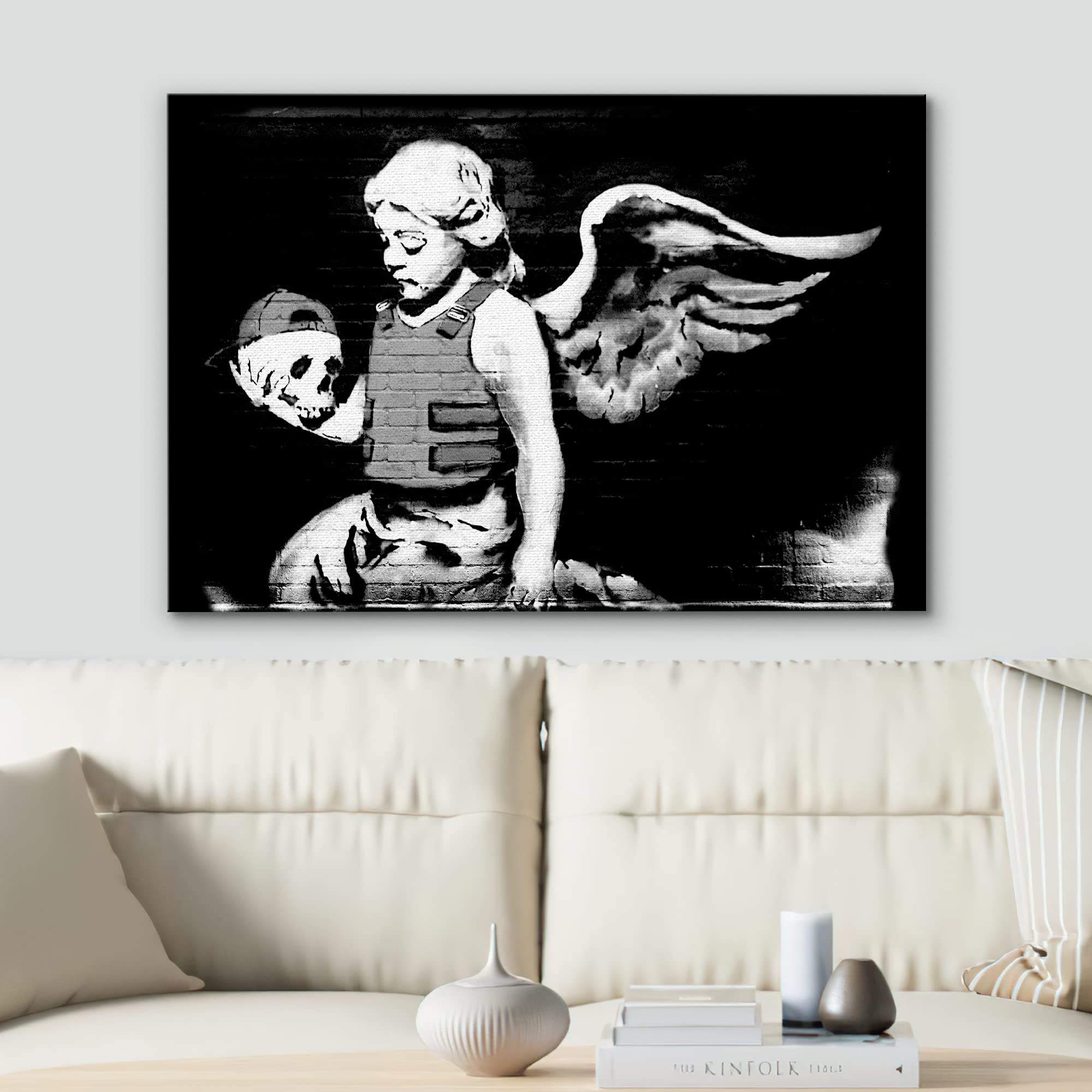 Amazon.com: SIGNWIN Framed Canvas Wall Art Banksy Angel in