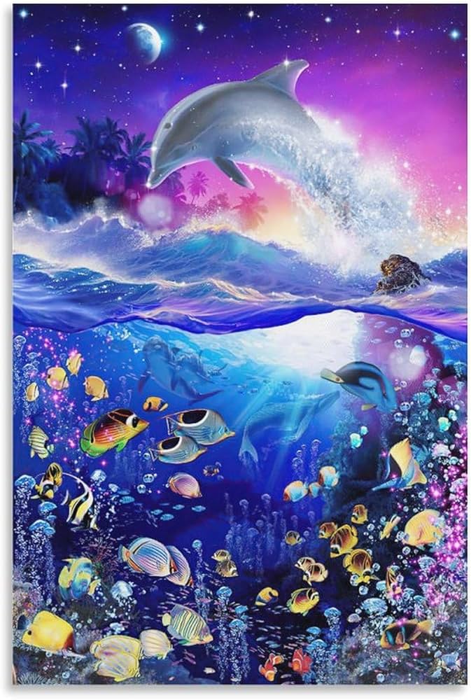 Amazon.co.jp: 青い海 クリスチャン・ラッセン カラフルな海 海景画