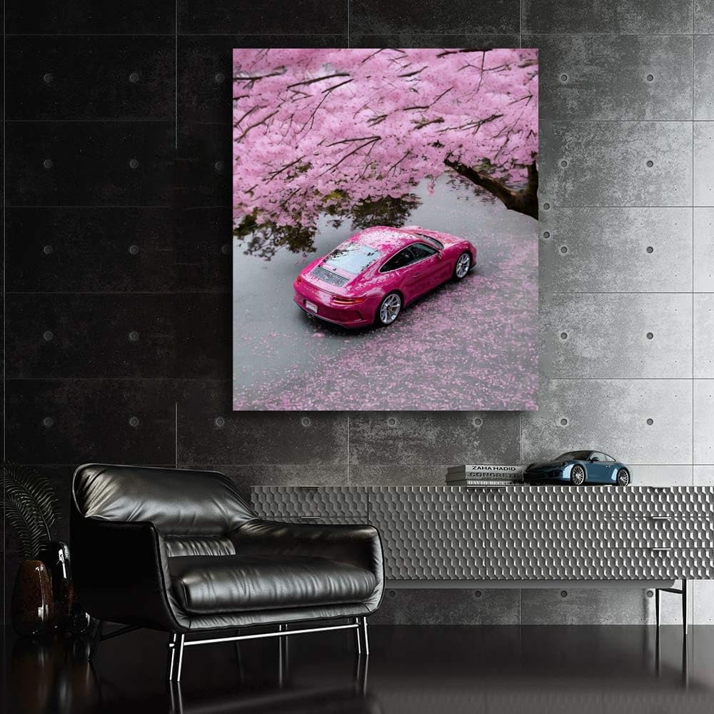 Amazon.com: Wall Art Car Porsche 911 Pink In Sakura - Print