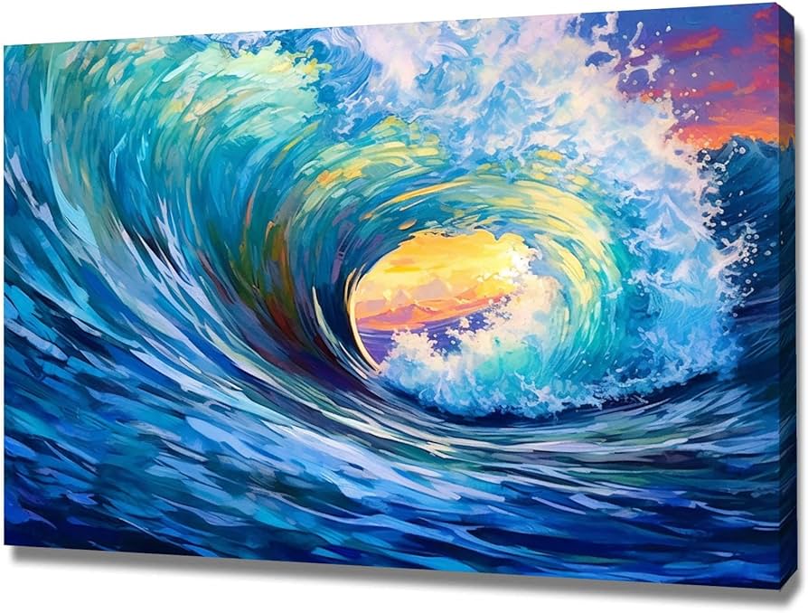 Amazon.co.jp: SHYAMIC 海絵 アート海 自然風景, オーシャンウェーブ