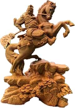 Amazon.co.jp: 三国志 関羽像 関帝像 関公像 立像 高級天然ツゲ木彫り