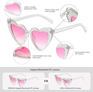 Amazon.com: YOSHYA Clout Goggle Heart Sunglasses Vintage Cat Eye