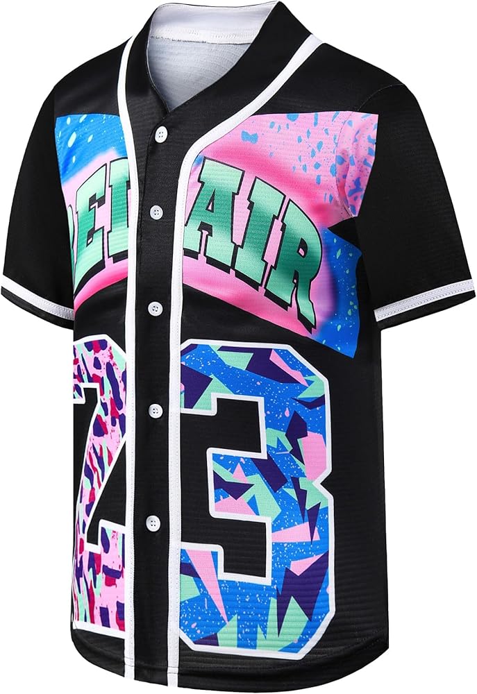 Amazon.com: Vilojen Youth Bel Air Baseball Jersey 90s Outfit for
