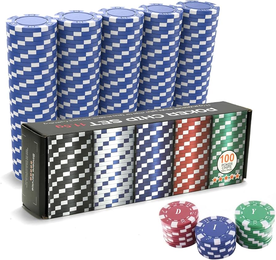 Amazon | ブルーポーカーチップ100個、カジノポーカーチップセット