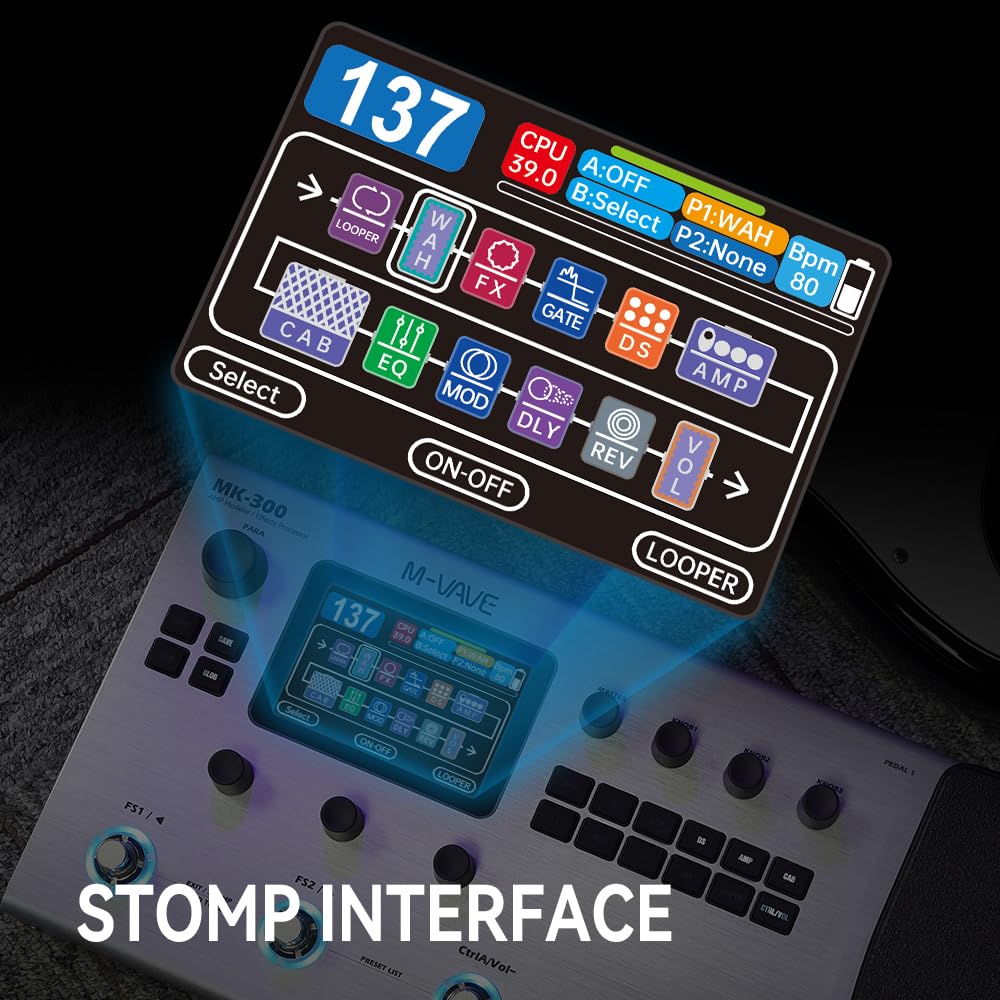 Amazon.com: M-KVIVE MK-300 Guitar Multi-Effects Processor Pedal