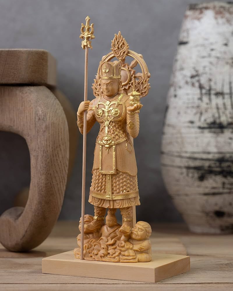 1.ヒンズー木製神像 伝統的な彫刻 約25cm、極小品、 2.インドヒンズー