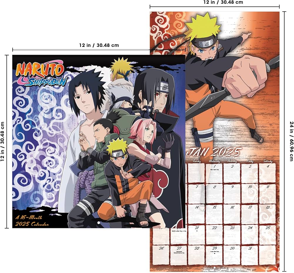Amazon | 2025年 NARUTO - ナルト 疾風伝 壁掛け カレンダー | 輸入版