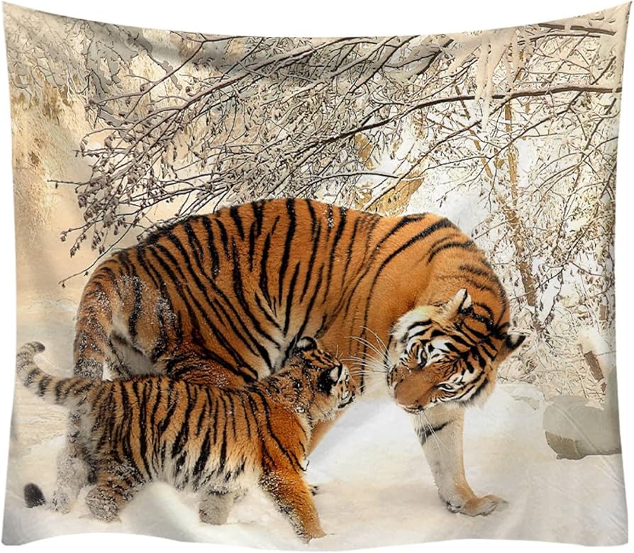 Amazon.co.jp: 森の動物タペストリー デザイン 虎 動物 壁