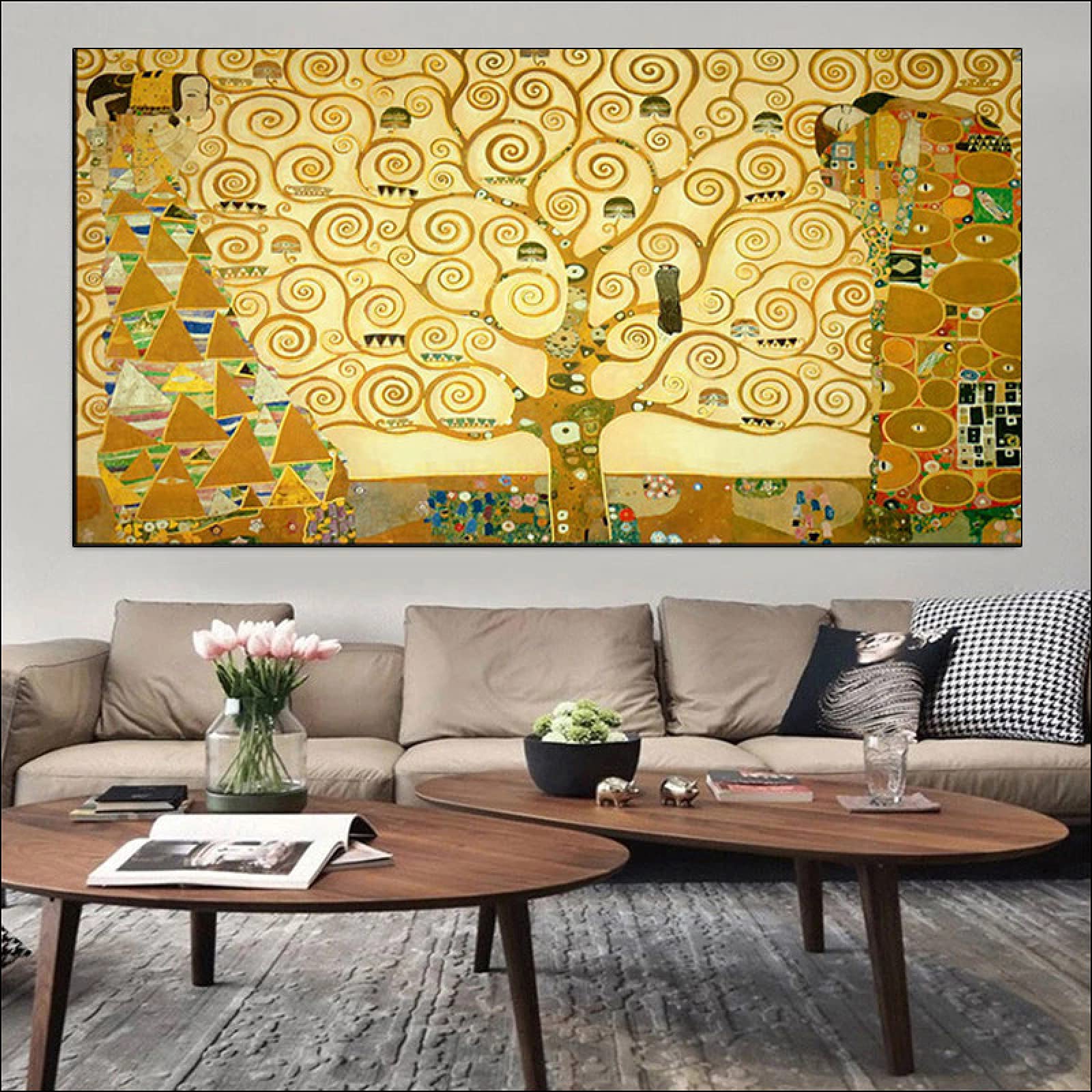 Amazon.co.jp: 有名なグスタフクリムトの生命の木抽象的なキャンバス