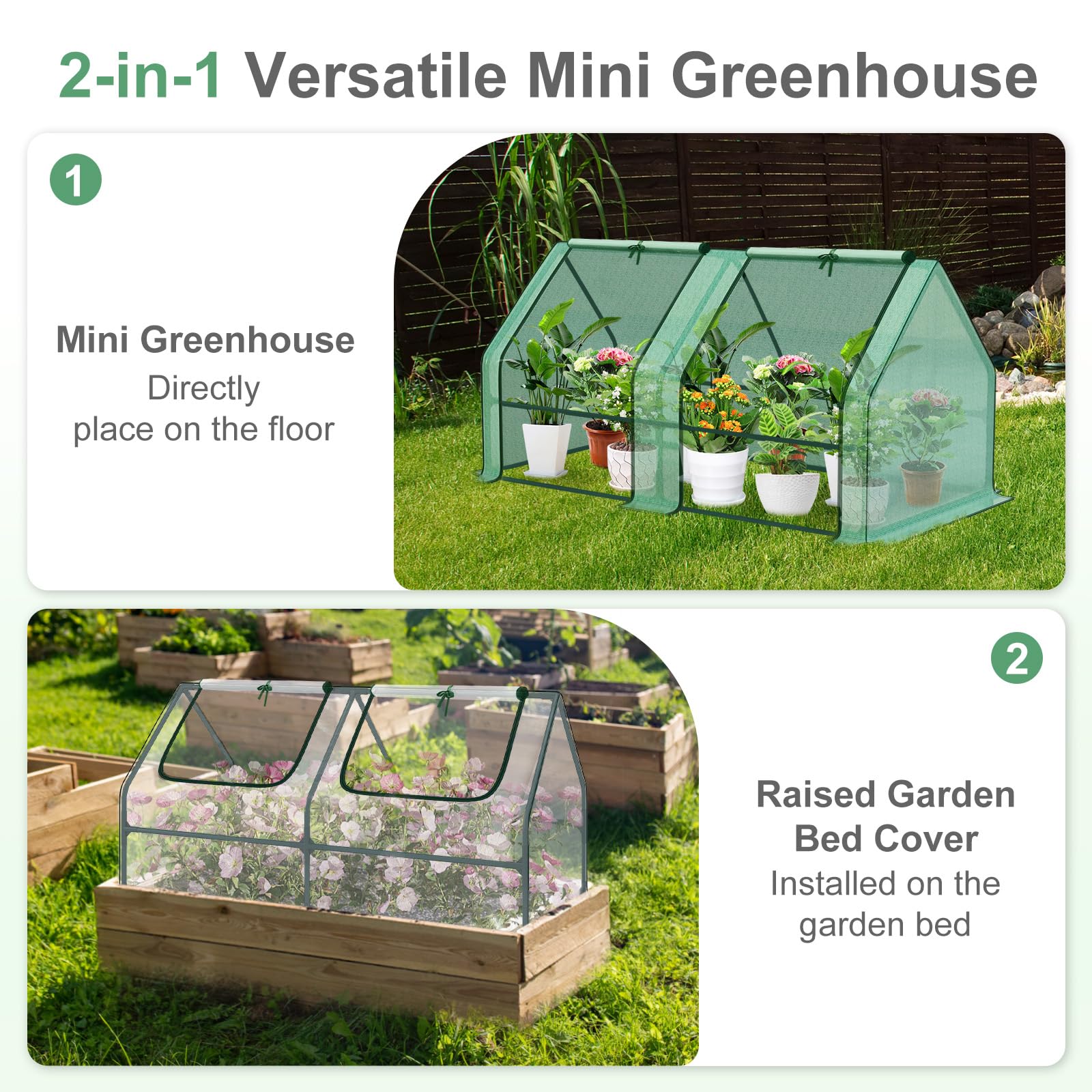 Amazon.com : Aoodor 6 x 3 x 3 ft Mini Greenhouse with 2 Zipper