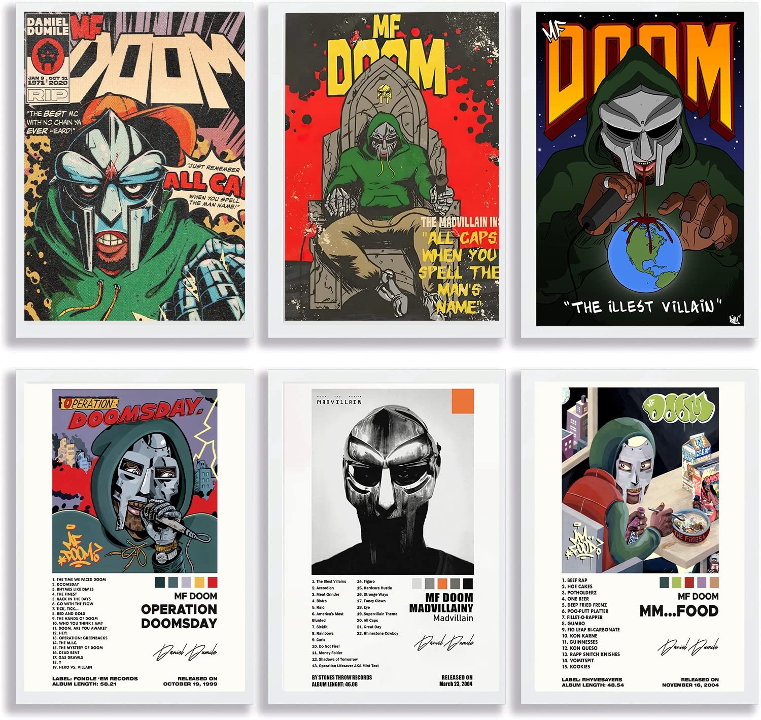 Amazon.com: FAXIULANS MF DOOM Canvas Poster Set of 6 Contemporary