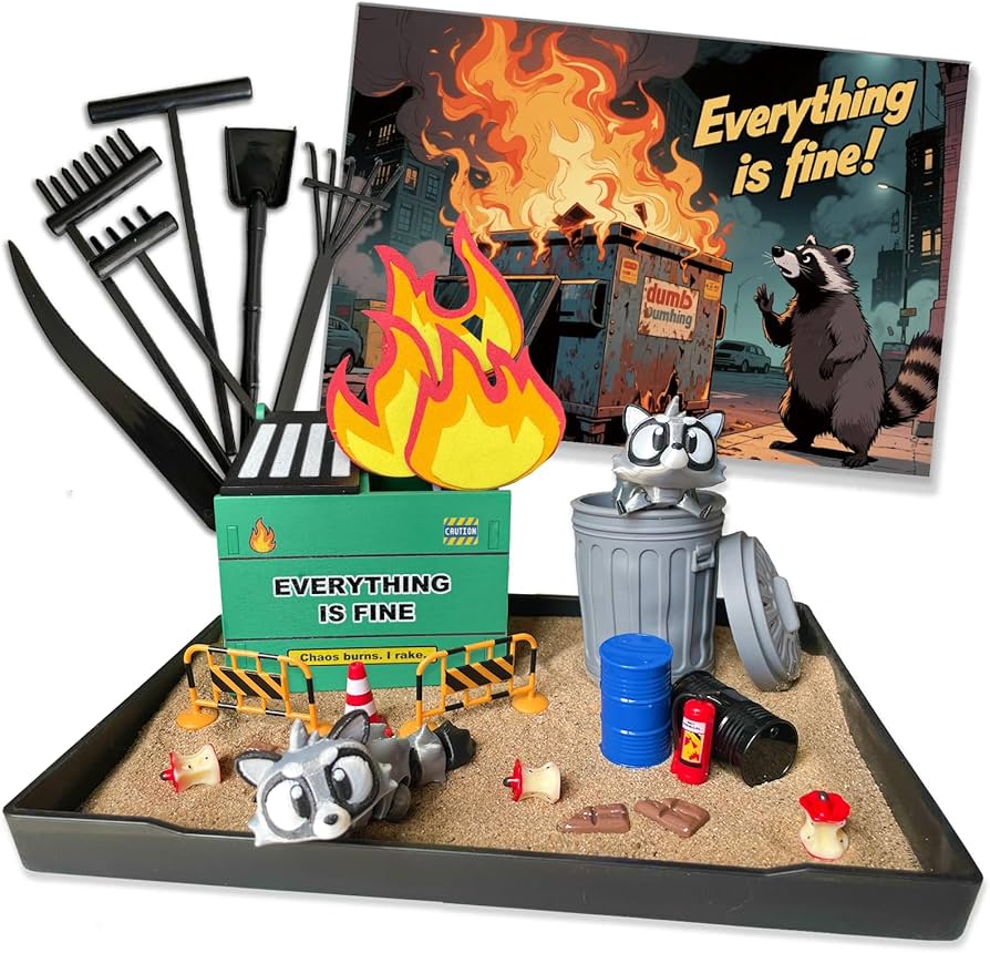 Amazon.com: Threeheng Dumpster Fire Zen Garden Desk Set - Trash