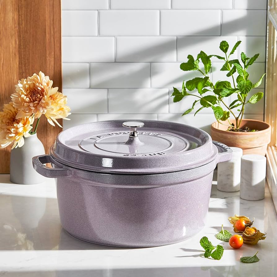 Amazon.com: STAUB Cast Iron 7-qt Round Cocotte - Lilac : Home