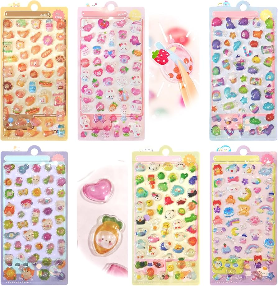 Amazon | Smato 3dシール ぼんぼんロップシール ぷくぷく ぷっくり 6枚