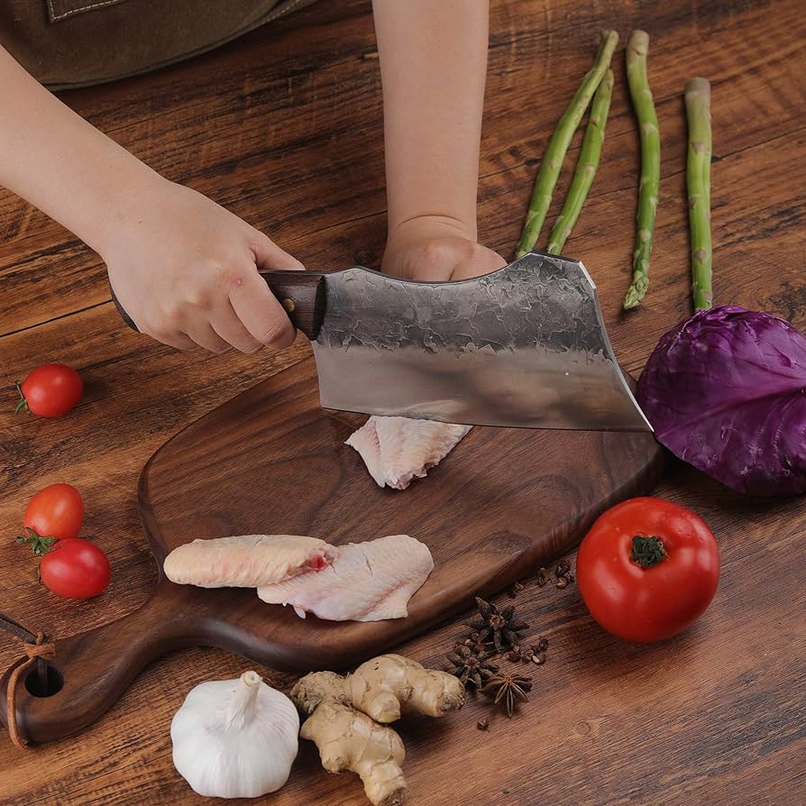 Amazon.co.jp: HIROSHI 重型骨切り中華包丁 肉切りナイフ 高炭素