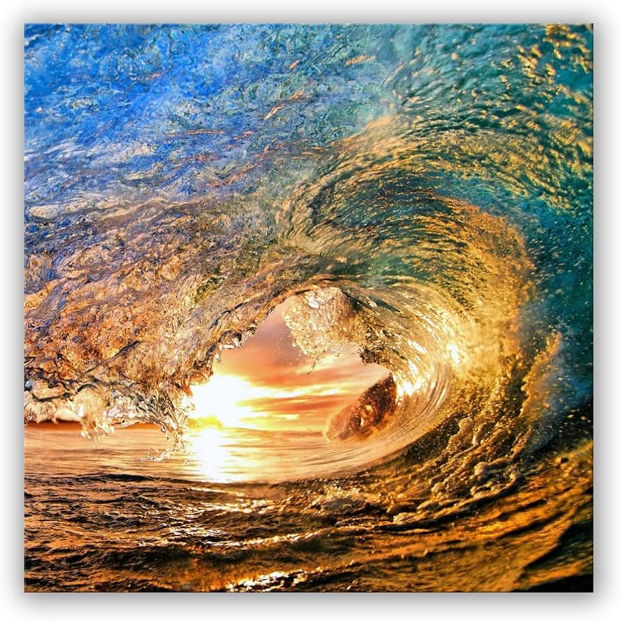 Amazon.co.jp: アートパネル 装飾画 海 輝く波 ポスター キャンバス