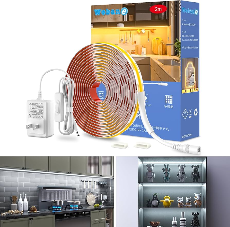 Amazon.co.jp: WOBANE COB led テープライト 2m 昼光色 900lm 高輝度