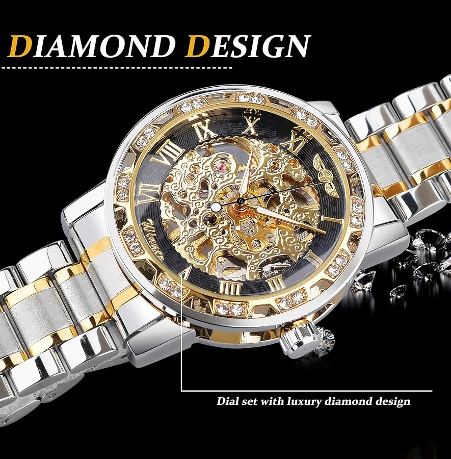 Amazon | Winner レトロ マニュアル 機械式 スケルトンウォッチ