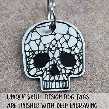 Amazon.com: Dog Tags Engraved for Pets, Personalized Skull Design