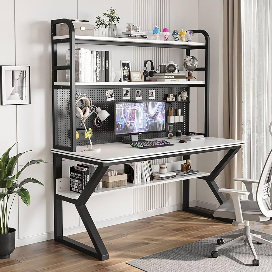 Amazon | パソコンデスク学習机本棚付き大容量テレワーク デスク多層