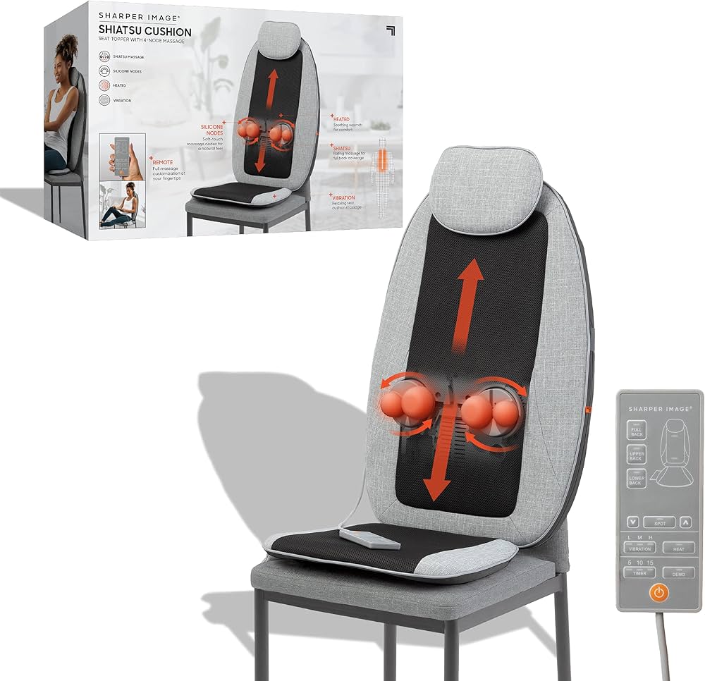 Amazon.com: Sharper Image® Massager Seat Topper, 4-Node Shiatsu