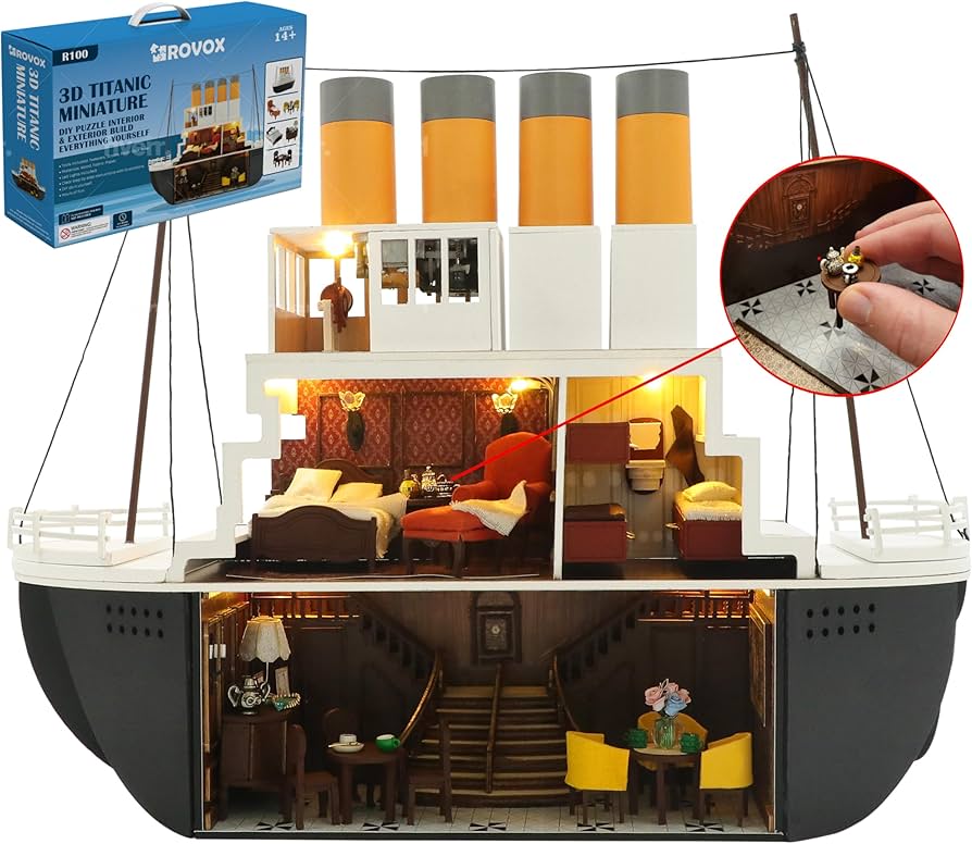 Amazon | Rovox 3D タイタニックミニチュアDIY組み立てキット 本物の木