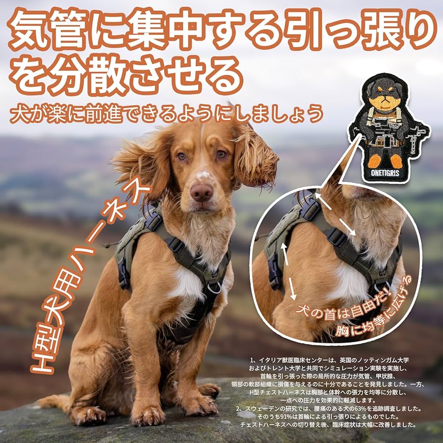 Amazon | OneTigris 犬 ハーネス 超軽量 タクティカルハーネス