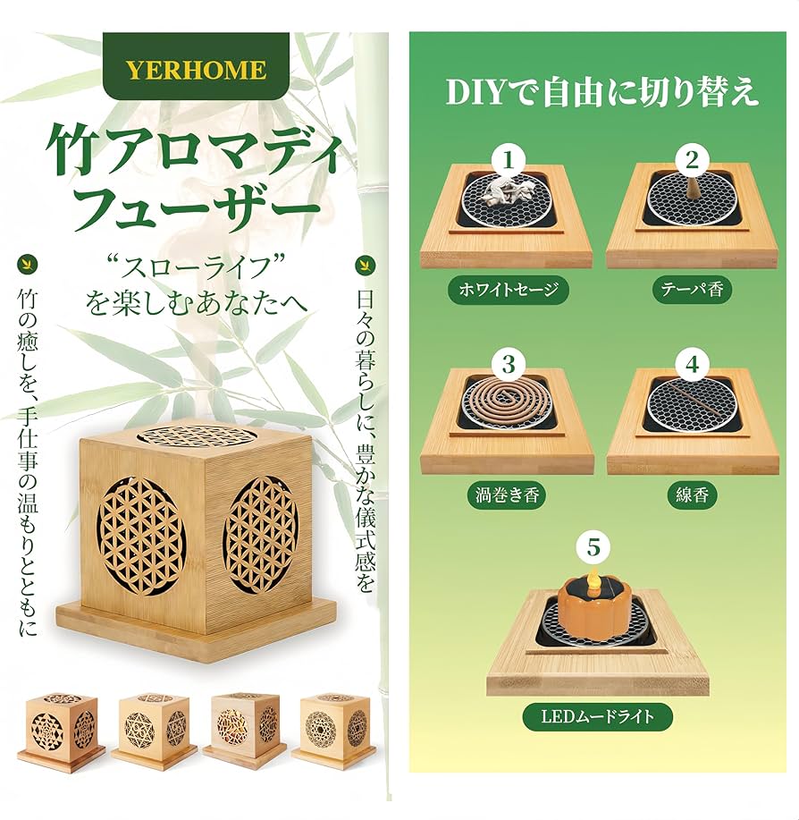 Amazon.co.jp: YERHOME 無農薬 ホワイトセージ 35g + 竹製 彫刻透かし