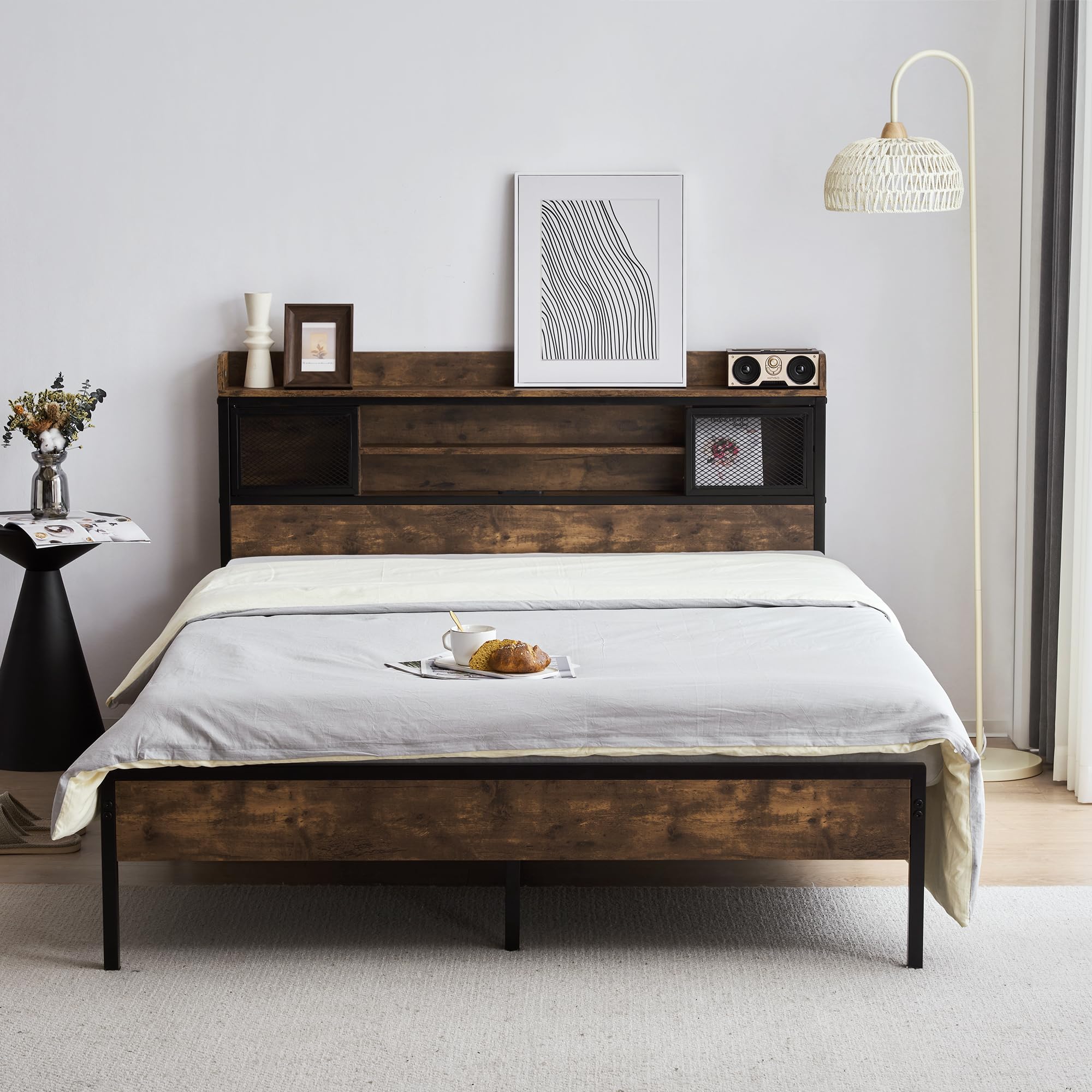 Amazon｜ベッドフレーム ダブル ダブルベッド パイプベッド コンセント