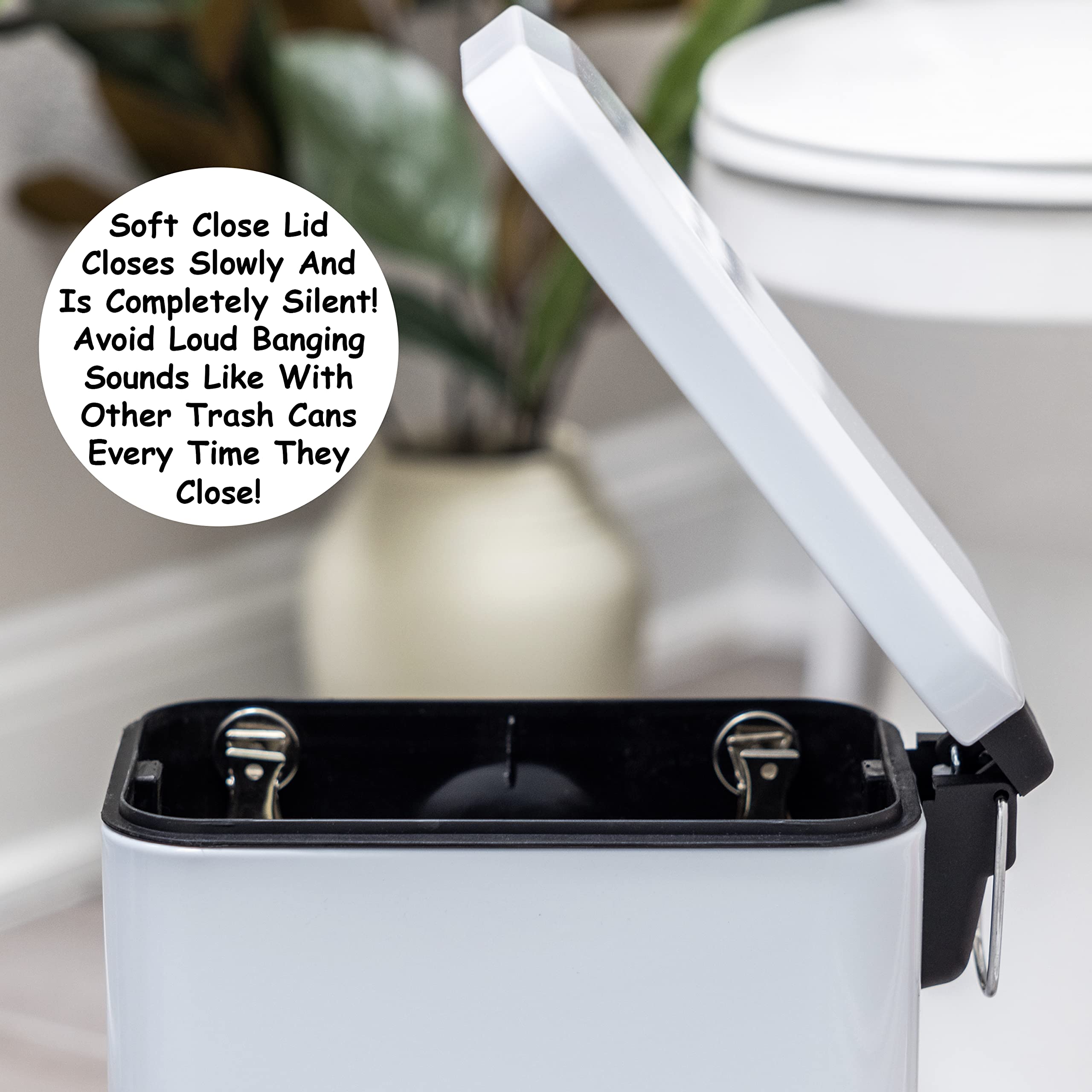 Amazon｜Homie ソフトクローズ四角形ゴミ箱 5L 袋のズレ防止クリップと