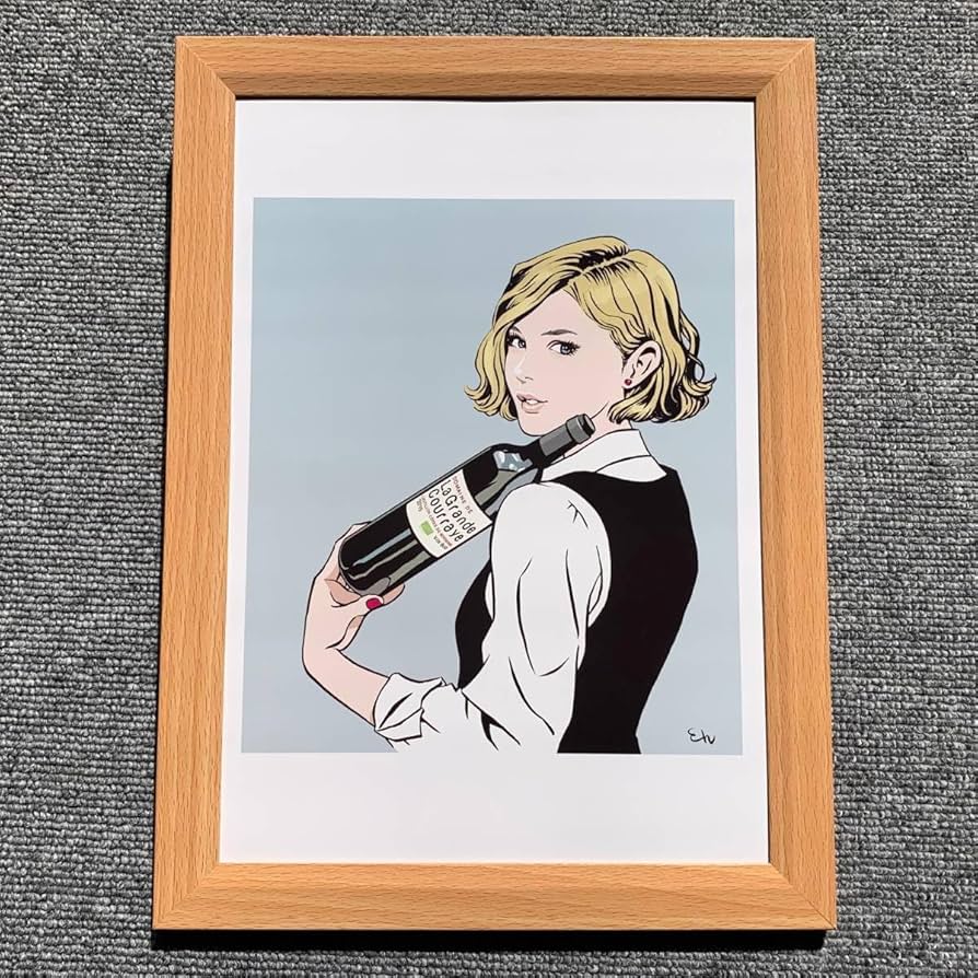 Amazon.co.jp: □江口寿史『ワインボトルと美女 R』B5サイズ 額入り