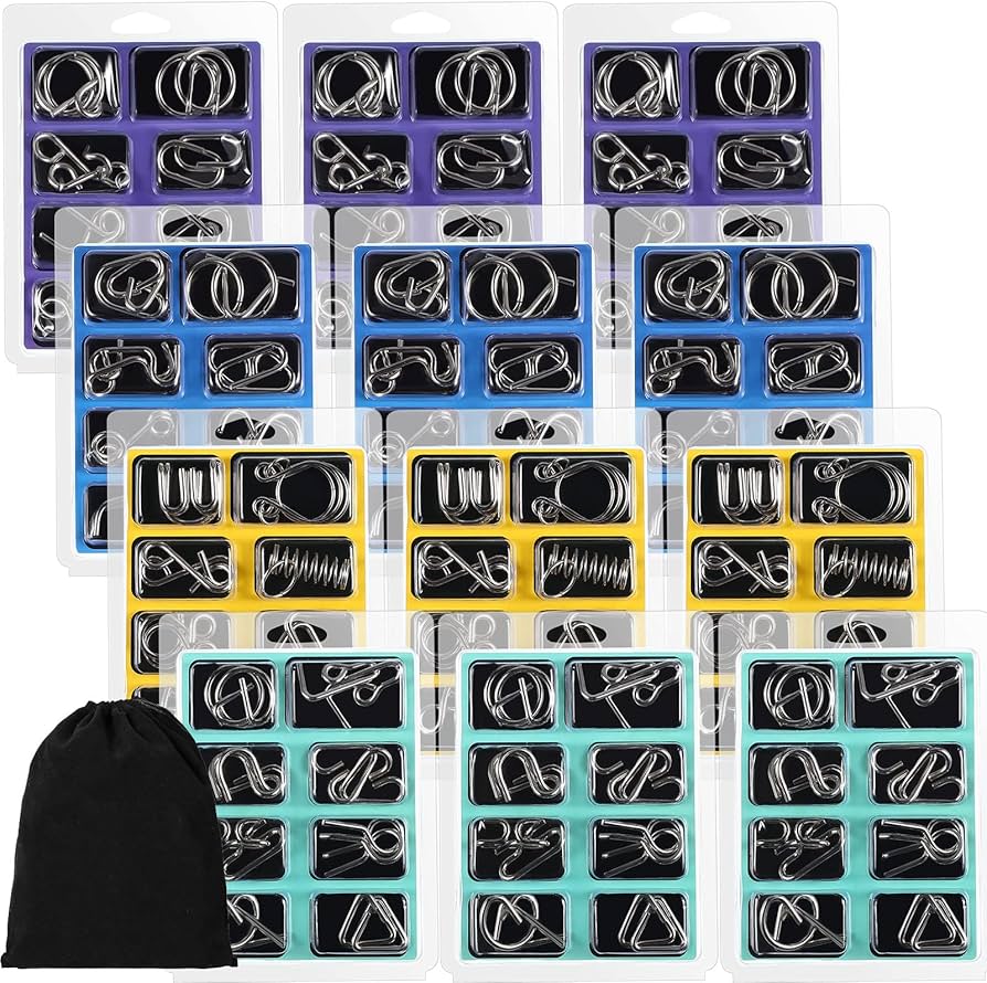 Amazon.com: Lenwen Set of 96 Metal Puzzles for Adults with Pouch