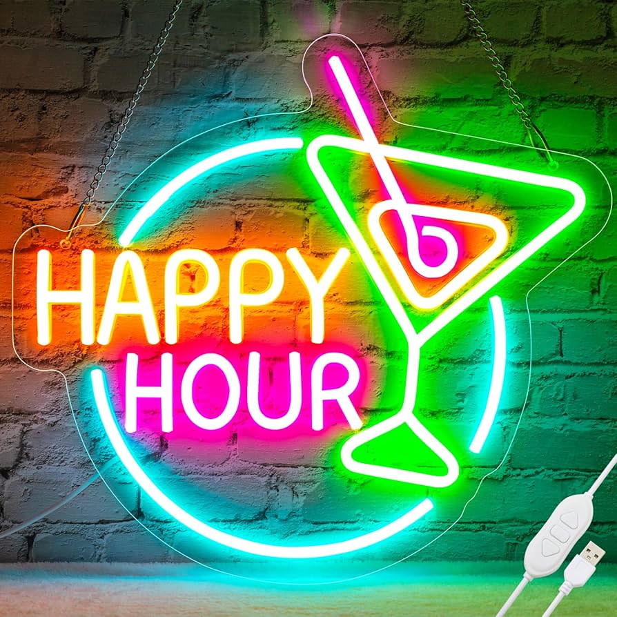 Basaneon Happy Hour Neon Sign Dimmable Led Happy Hour Neon Bar