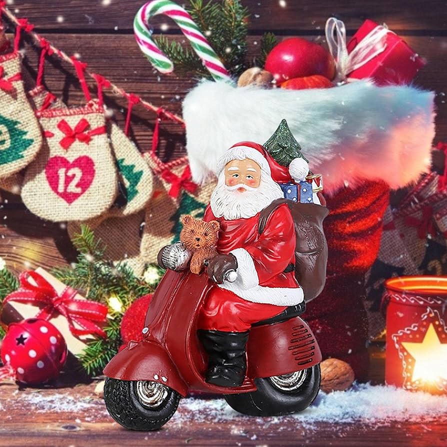 Amazon.co.jp: サンタのクリスマスの像、オートバイの装飾品の