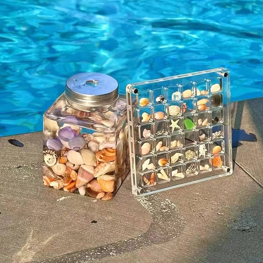 Amazon｜36グリッドアクリル磁気貝殻ディスプレイボックス、貝殻収納