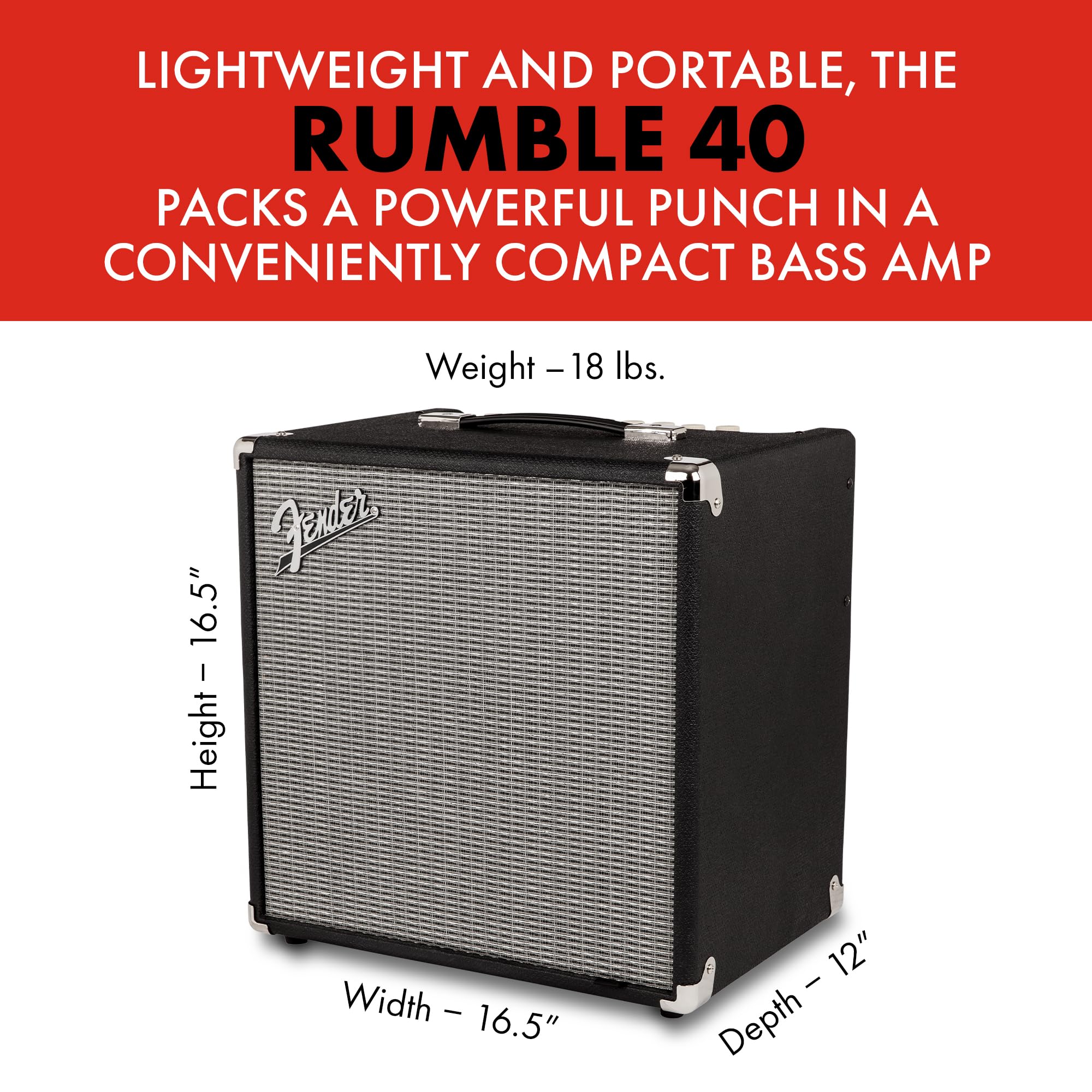 Amazon.com: Fender Rumble 40 V3 Bass Amp for Bass Guitar, 40 Watts