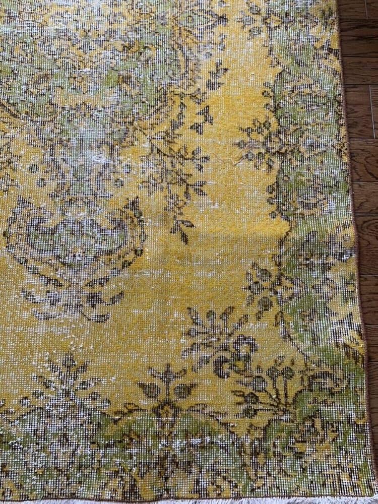 Amazon.co.jp: トルコヴィンテージラグ マスタードイエロー オーバー