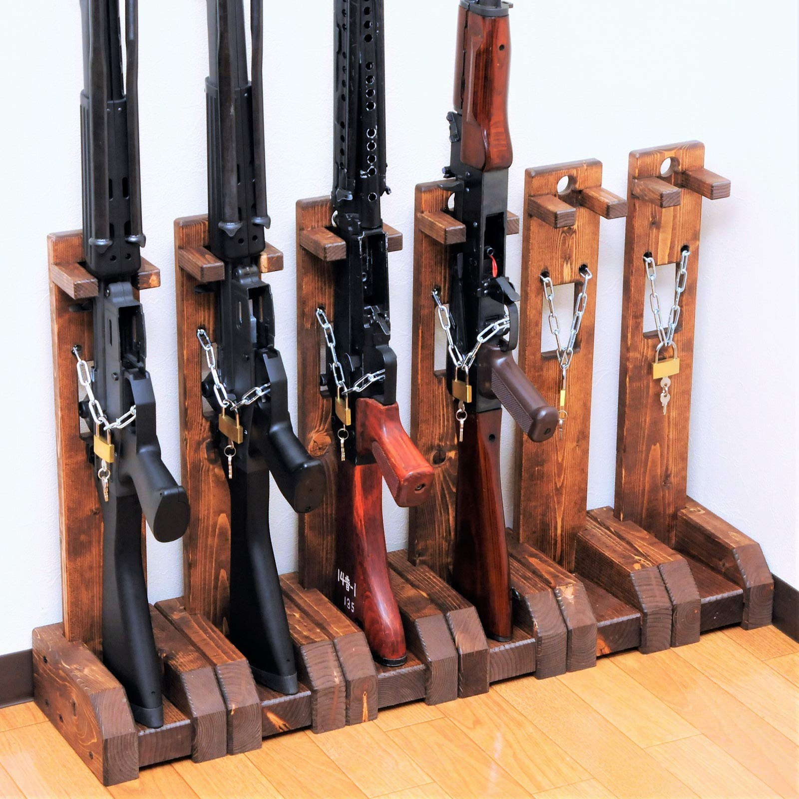 Amazon | 89式/64式小銃専用木製銃架 チェーンロックつき！安定 頑丈