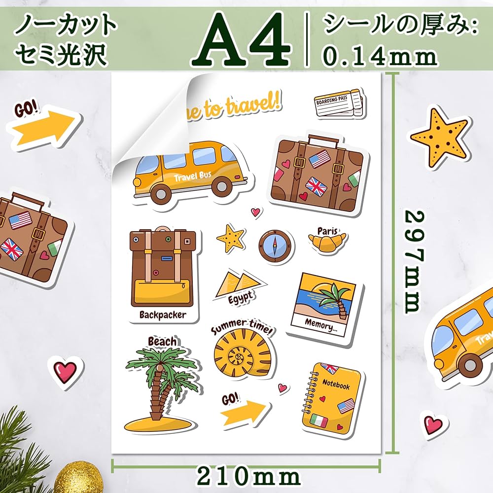 Amazon | A-SUB ラベルシール A4 セミ光沢紙 手作りステッカー用紙 半