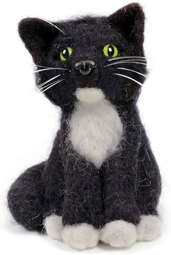 Amazon.co.jp: 黒猫 羊毛フェルト キット 初心者 高さ16cm 羊毛毡 : ホビー