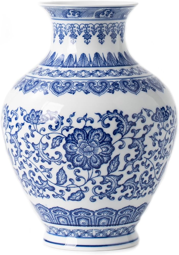 Amazon.co.jp: 青と白の花瓶、青の花瓶ホーム装飾、シノワズリー花瓶