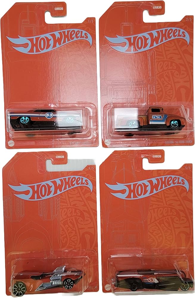 Amazon.com: Hot Wheels 53rd Anniversary Blue and Orange Set of 4
