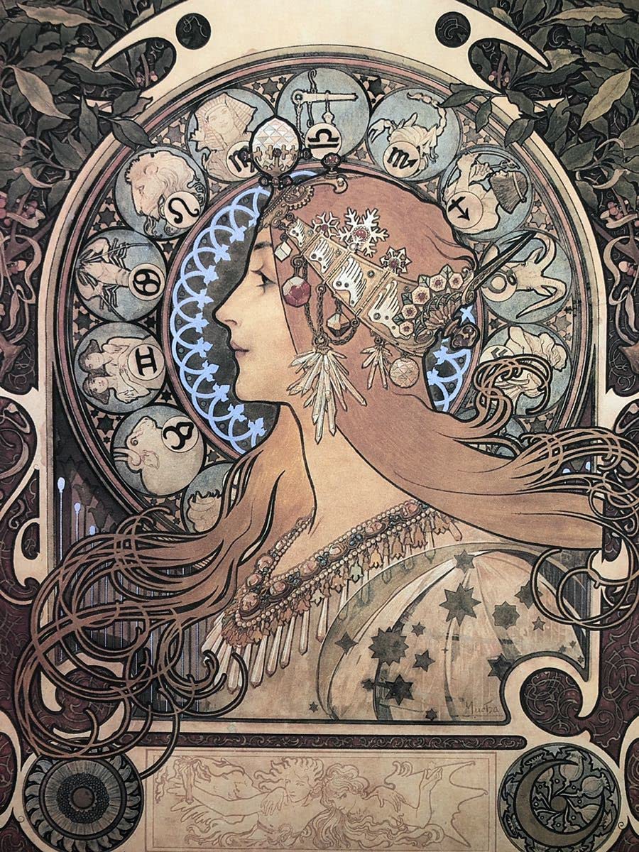 Amazon.co.jp: アルフォンス ミュシャ 黄道十二宮 A4 ポスター 輸送用