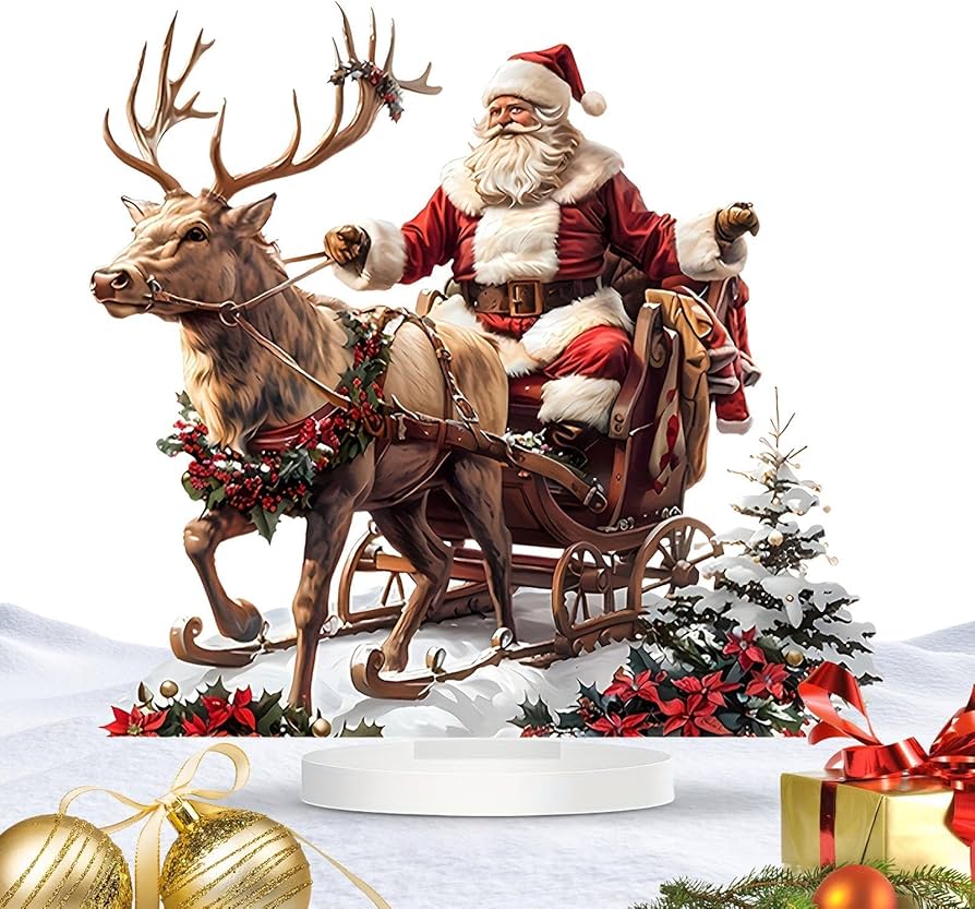 Amazon.co.jp: クリスマス トナカイ そり サンタ 置物 2D アクリル