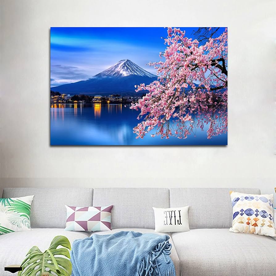Amazon.co.jp: 富士山 桜 絵画 桜景色 富士山の風景 開運 ポスター