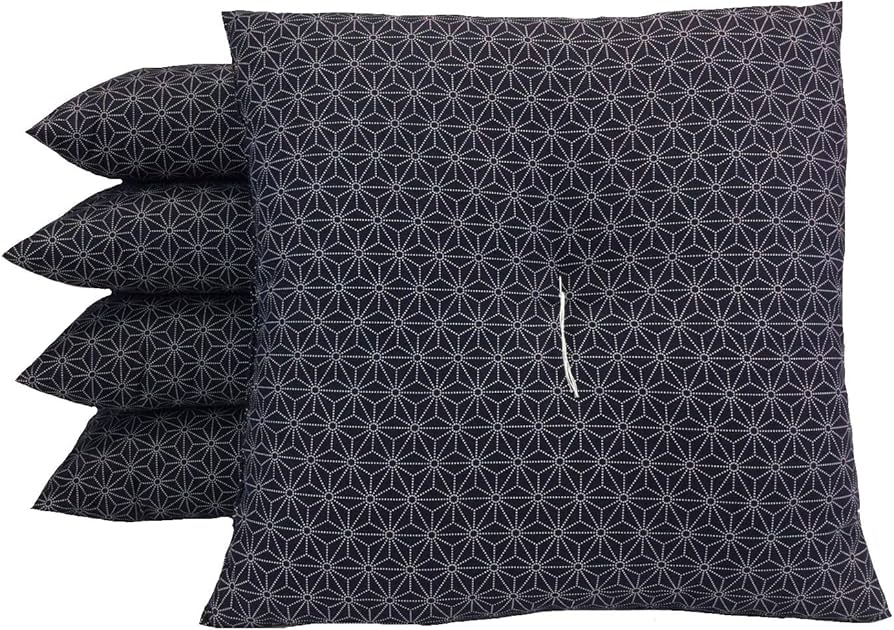 Amazon.co.jp: 和風麻の葉柄 座布団 5枚組 55cm×59cm 銘仙判 紺 日本製