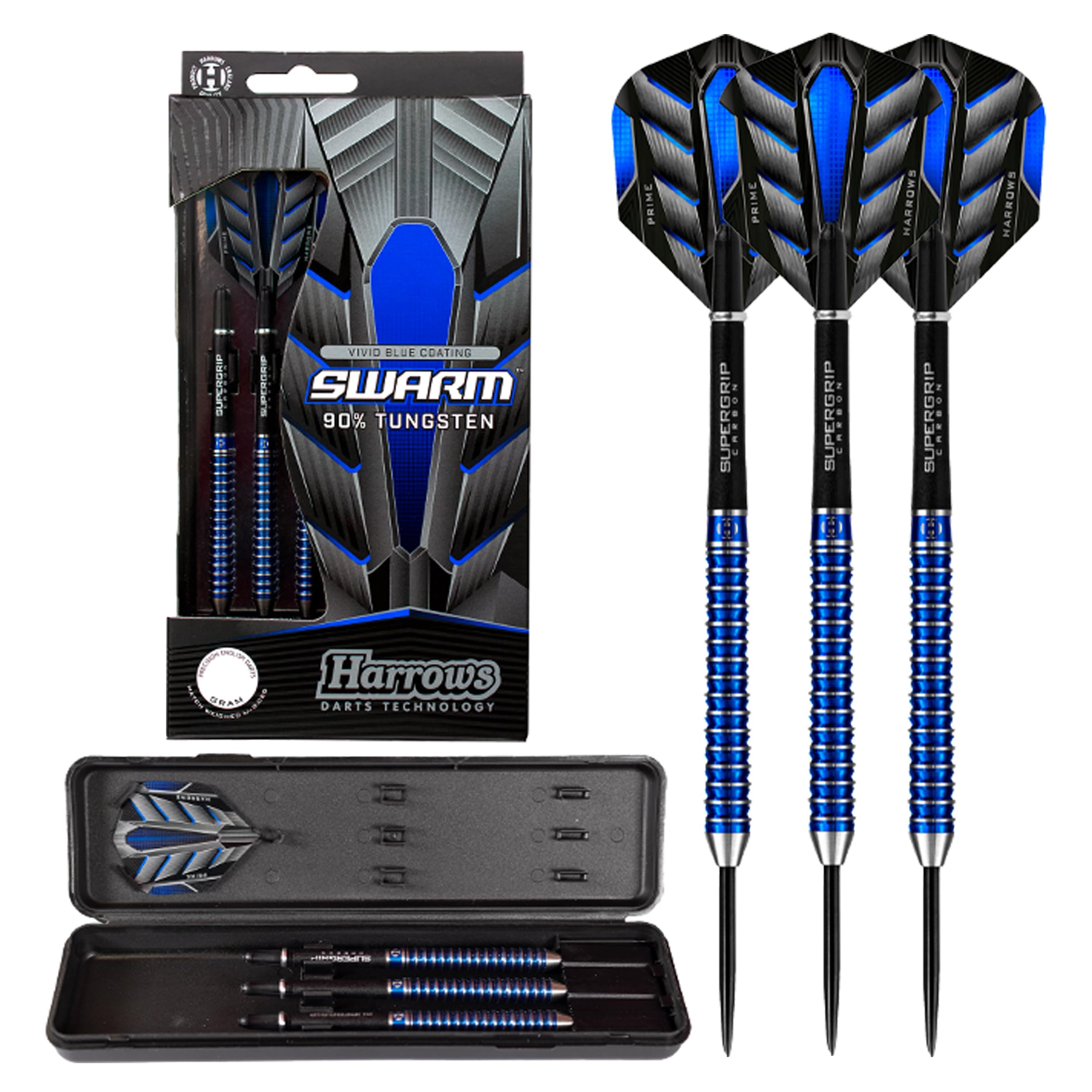 Harrows Swarm 90% Tungsten Steel Tip Darts - 22g - Includes Silver