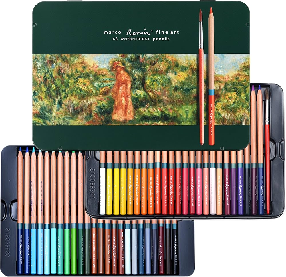 Amazon | Marco 48色 水彩色鉛筆 セット 色えんぴつ 水性 乾湿両用