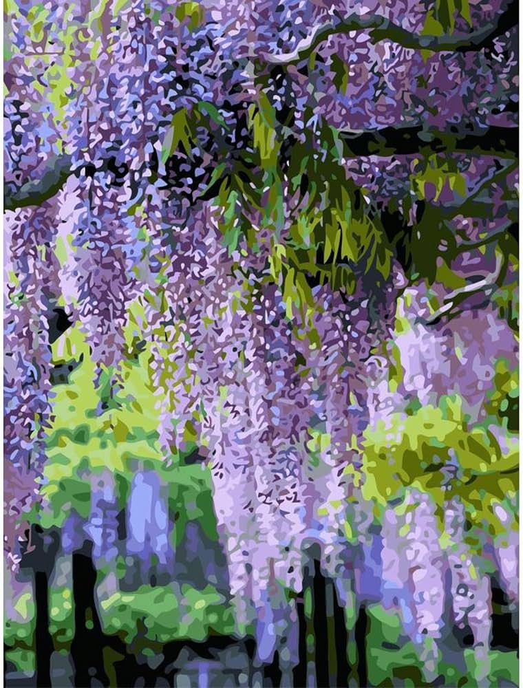 Amazon | 美しい藤の花、フレームなし、40X50cm アクセサリーのフル